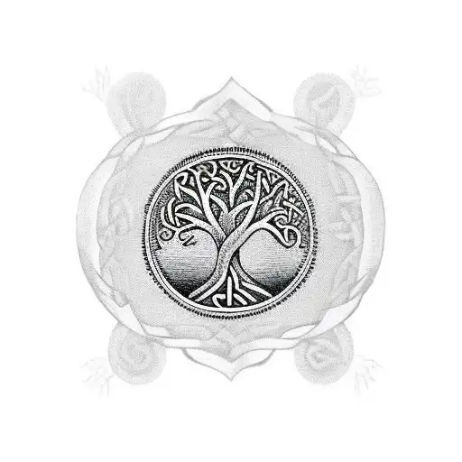Celtic tree of life small sleeve tattoo design idea