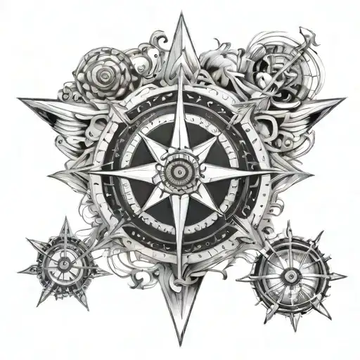 An intricate mandala design with compass points and nautical elements, symbolizing the client's wanderlust and connection to the sea tattoo design idea