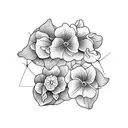 three clocks surrounded by narcissus and violets flowers tattoo design idea