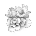three clocks narcissus and violets flowers tattoo design idea