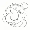 simple fine line tattoo of Capricorn and Pisces constellation together. very small and very simple, no colour. tattoo design idea