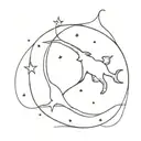 simple fine line tattoo of Capricorn and Pisces constellation together. very small and very simple, no colour. tattoo design idea