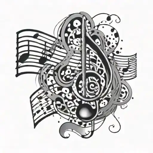 A music note made out of film strips with cheetah spots tattoo design idea