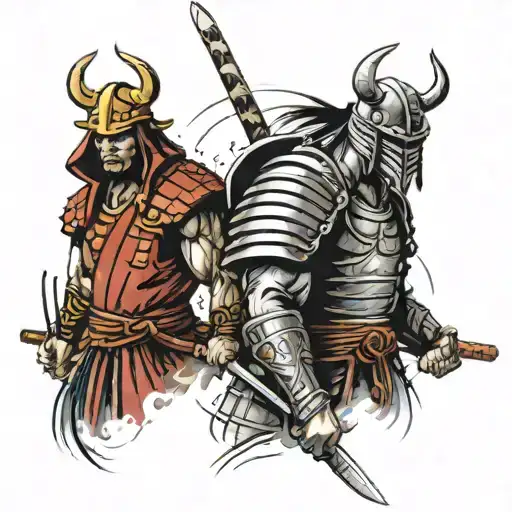 samurai and gladiator tattoo design idea