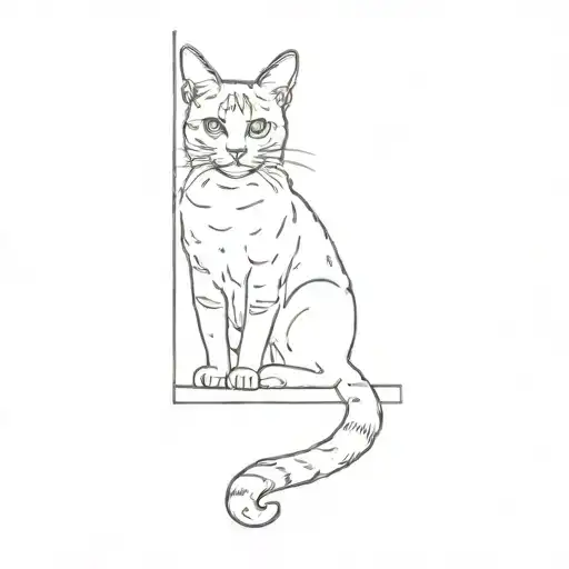 a cat sitting in front of a door tattoo design idea