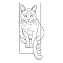 a cat sitting in front of a door tattoo design idea
