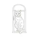 a cat sitting in front of a door tattoo design idea