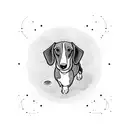 A dachshund paddle boarding on a river tattoo design idea