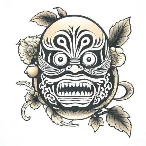daruma doll yin yang tattoo design idea