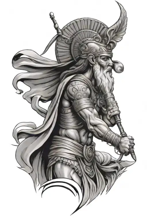 Biblical moses as a strong egyptian  tattoo design idea