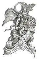 Moses profile parting the sea tattoo design idea