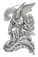 Moses profile parting the sea tattoo design idea