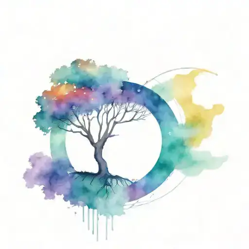 2 fingerprints and tree of life tattoo design idea