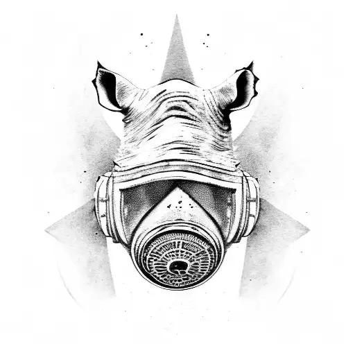 gas mask and rhino tattoo design idea