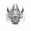 gas mask and rhino tattoo design idea