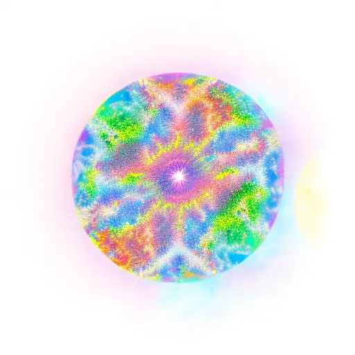 souls dancing on top of a circle  overlooking planet earth  tattoo design idea
