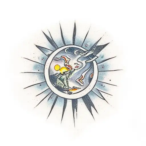 souls dancing over a ring overlooking earth planet  tattoo design idea