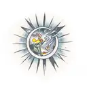 souls dancing over a ring overlooking earth planet  tattoo design idea