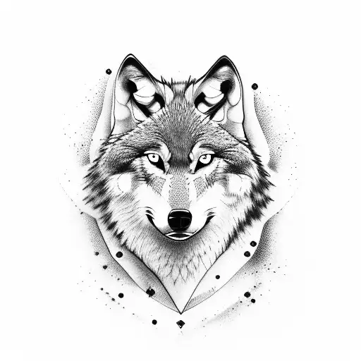 wolf pup reflection tattoo design idea