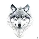 light and dark wolf reflection tattoo design idea