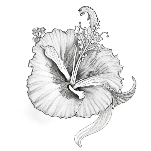 hibiscus flower with dragon tattoo design idea