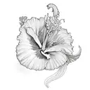 hibiscus flower with dragon tattoo design idea