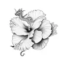 hibiscus flower with dragon tattoo design idea