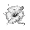 hibiscus flower with dragon tattoo design idea