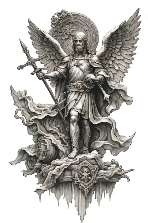 cathedral, st michael the archangel tattoo design idea