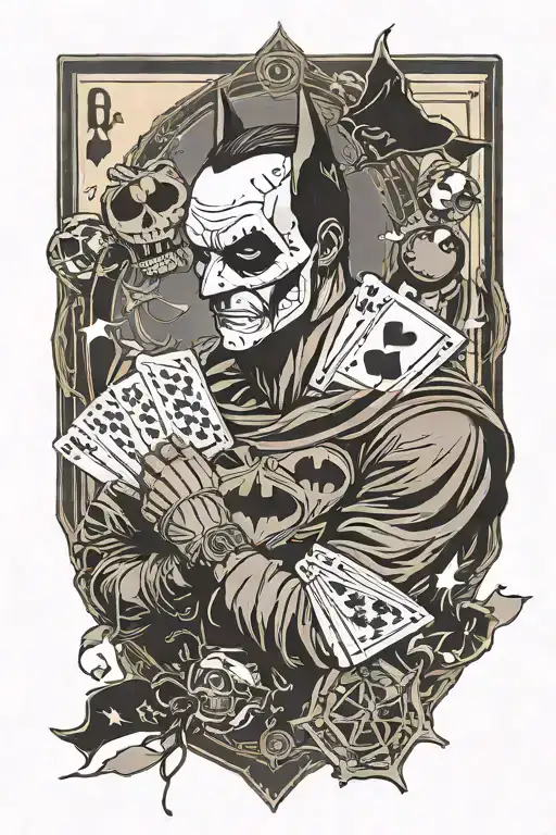 batman and deck of cards and nasa symbol and Michael Myers  tattoo design idea