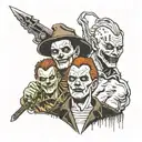 Michael Myers and Freddy Krueger and Jason, Voorhees and Pennywise tattoo design idea