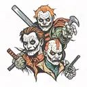 Michael Myers and Freddy Krueger and Jason, Voorhees and Pennywise tattoo design idea