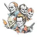 Michael Myers and Freddy Krueger and Jason, Voorhees and Pennywise tattoo design idea