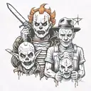 Michael Myers and Freddy Krueger and Jason, Voorhees and Pennywise tattoo design idea