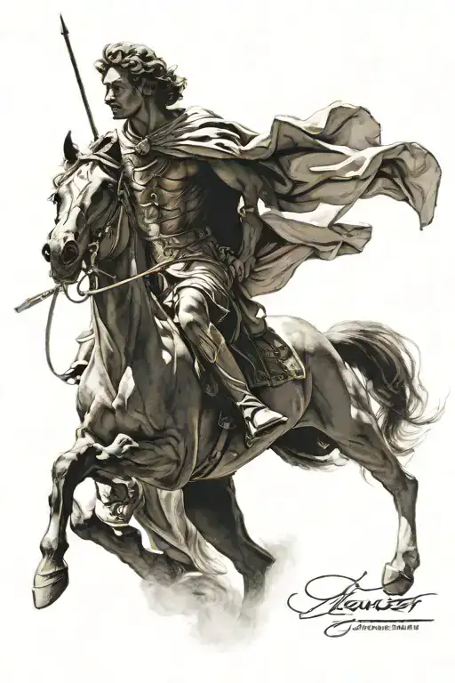 alexander the great on a horse tattoo design idea