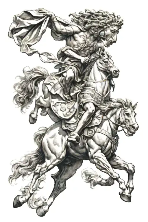 alexander the great on a horse tattoo design idea