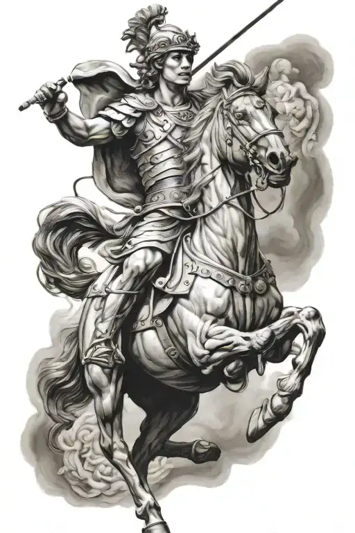 alexander the great on a horse tattoo design idea
