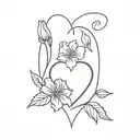 heart with Carnation & Snowdrop and Violet & Primrose tattoo design idea
