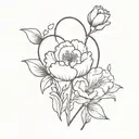 heart with Carnation & Snowdrop and Violet & Primrose tattoo design idea