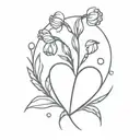 heart with Carnation & Snowdrop and Violet & Primrose tattoo design idea