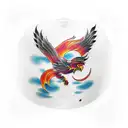 phoenix cloud sleeve tattoo design idea