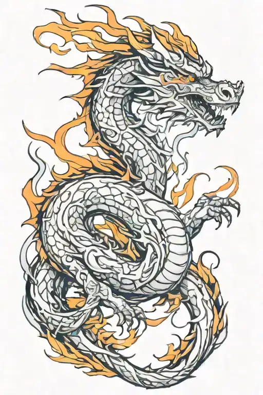 flame dragon wrapped tattoo design idea