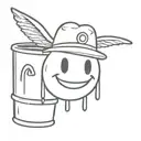 Smiley face with wings and a bucket hat that says "oddo" in it and "high on life around it"  tattoo design idea