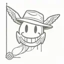 Smiley face with wings and a bucket hat that says "oddo" in it and "high on life around it"  tattoo design idea