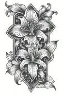 lily with heart cross  tattoo design idea