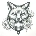 fox locket lantern tattoo design idea
