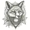 fox locket lantern tattoo design idea