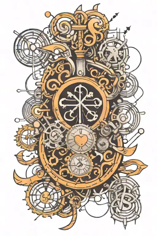 A heart rate line that morphs into different currency symbols, showing the integration of money and life tattoo design idea