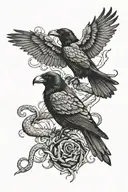 raven and snake fighting each other tattoo design idea