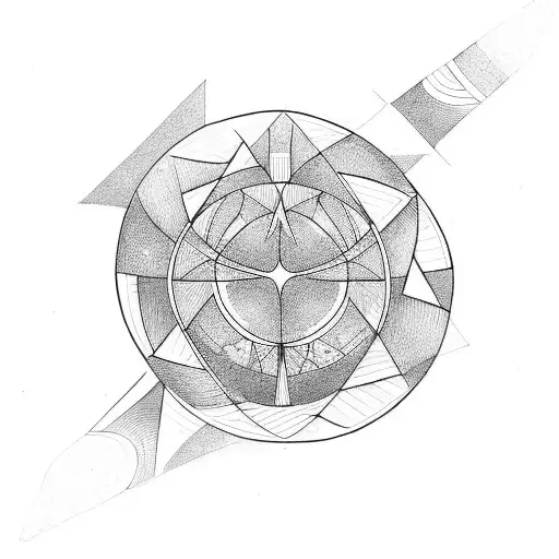 circles lines and triangles tattoo design idea